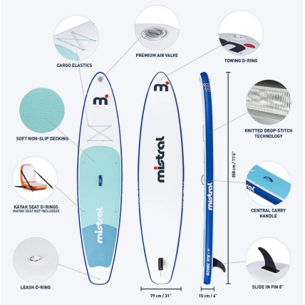 Mistral Azure 11ft 6in x 31 Touring SUP Inflatable Paddleboard